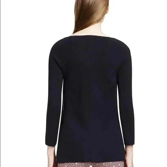 Tory Burch Rylie Side Zip Merino Wool Sweater - Picture 2 of 8